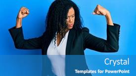  Presentation with proud american - Presentation theme with middle-age-african-american-woman background and a teal colored foreground