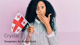  Presentation with american flag - Presentation design consisting of middle-age-african-american-woman background and a soft green colored foreground