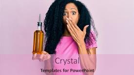  Presentation with olive oil - Audience pleasing theme consisting of middle-age-african-american-woman backdrop and a lemonade colored foreground