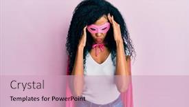  Presentation with hero woman - Amazing slide set having middle-age-african-american-woman backdrop and a soft green colored foreground