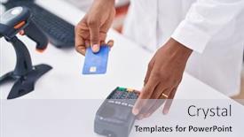  Presentation with credit card - Presentation theme enhanced with middle-age-african-american-woman background and a lemonade colored foreground