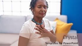  Presentation with american heart - Presentation theme having middle-age-african-american-woman background and a coral colored foreground
