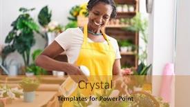  Presentation with diffuser - PPT theme consisting of middle-age-african-american-woman background and a gold colored foreground