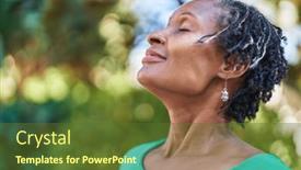  Presentation with breathing - PPT layouts enhanced with middle-age-african-american-woman background and a tawny brown colored foreground