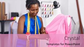  Presentation with sewing - Theme having middle-age-african-american-woman background and a lemonade colored foreground