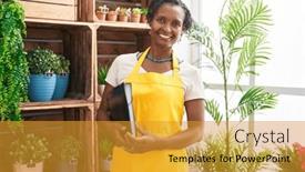  Presentation with flower woman - Theme with middle-age-african-american-woman background and a gold colored foreground