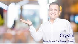  Presentation with hand palm - Colorful PPT layouts enhanced with middle age arab elegant man backdrop and a  colored foreground