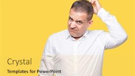  Presentation with elegant man in glasses optics - Colorful presentation design enhanced with confusion - middle age arab elegant man backdrop and a yellow colored foreground