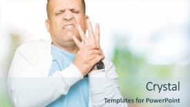  Presentation with arthritis - PPT layouts featuring middle age arab man wearing background and a light blue colored foreground
