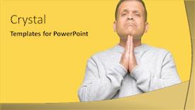  Presentation with forgiveness - Cool new PPT theme with middle age arab man wearing sport sweatshirt over isolated background praying with hands together asking for forgiveness smiling confident backdrop and a yellow colored foreground