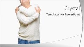  Presentation with confident love - Presentation theme featuring middle age arab man wearing glasses over isolated background hugging oneself happy and positive smiling confident self love and self care background and a white colored foreground