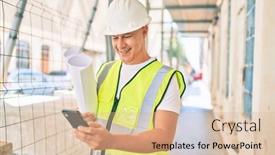  Presentation with architect - Presentation design having middle-age-architect-man-using background and a lemonade colored foreground