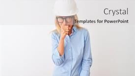  Presentation with architect - Audience pleasing slide set consisting of middle-age-architect-woman-wearing backdrop and a light gray colored foreground