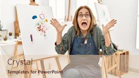  Presentation with art - Slide deck featuring middle-age-artist-woman background and a lemonade colored foreground