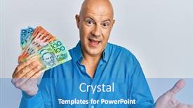  Presentation with bald - Amazing PPT theme having middle-age-bald-man-holding backdrop and a teal colored foreground