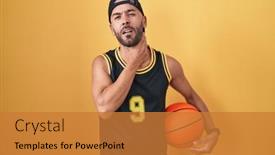  Presentation with infection - PPT theme enhanced with middle-age-bald-man-holding background and a gold colored foreground