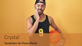  Presentation with illness - Slides enhanced with middle-age-bald-man-holding background and a gold colored foreground