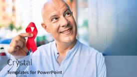  Presentation with hiv - Cool new slide deck with middle-age-bald-man-smiling backdrop and a light blue colored foreground