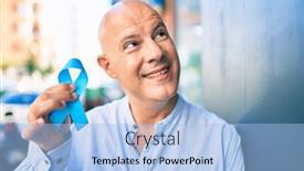  Presentation with prostate cancer - Colorful theme enhanced with middle-age-bald-man-smiling backdrop and a light blue colored foreground