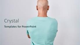  Presentation with bald - Presentation theme consisting of middle-age-bald-man-standing background and a light blue colored foreground