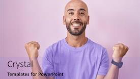  Presentation with bald - Slide set having middle-age-bald-man-standing background and a light blue colored foreground