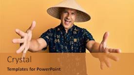  Presentation with bald - Slides enhanced with middle-age-bald-man-wearing background and a gold colored foreground