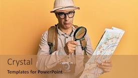  Presentation with explorer - Beautiful theme featuring middle-age-bald-man-wearing backdrop and a coral colored foreground