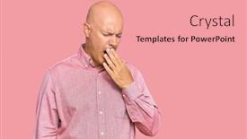  Presentation with sleepiness - PPT layouts consisting of middle-age-bald-man-wearing background and a coral colored foreground