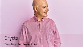  Presentation with business profile - Slides with middle-age-bald-man-wearing background and a coral colored foreground