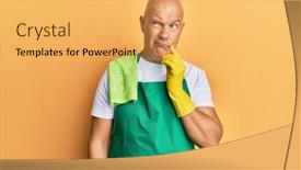  Presentation with bald - PPT theme enhanced with middle-age-bald-man-wearing background and a yellow colored foreground