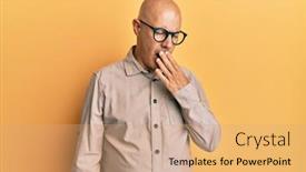  Presentation with sleepiness - Colorful slide deck enhanced with middle-age-bald-man-wearing backdrop and a coral colored foreground