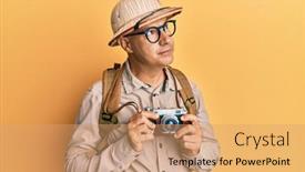  Presentation with bald - Slide deck enhanced with middle-age-bald-man-wearing background and a coral colored foreground