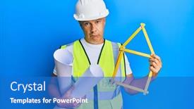  Presentation with build - Amazing presentation design having middle-age-bald-man-wearing backdrop and a teal colored foreground