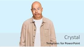  Presentation with puffing - Presentation design featuring middle-age-bald-man-wearing background and a soft green colored foreground