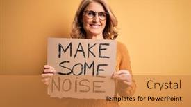  Presentation with noise - Presentation consisting of middle-age-beautiful-blonde-activist background and a gold colored foreground