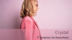  Presentation with business pink - Presentation design enhanced with middle-age-beautiful-blonde-business background and a coral colored foreground