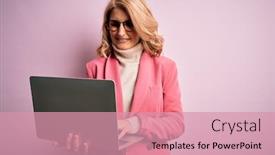  Presentation with pink business - Slide set enhanced with middle-age-beautiful-blonde-business background and a coral colored foreground