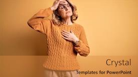  Presentation with flu virus - PPT layouts with middle-age-beautiful-blonde-woman background and a gold colored foreground
