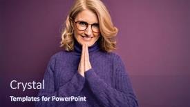  Presentation with praying hands - Audience pleasing presentation theme consisting of middle-age-beautiful-blonde-woman backdrop and a violet colored foreground