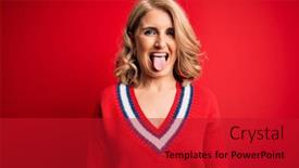  Presentation with emotion - Theme with middle-age-beautiful-blonde-woman background and a crimson colored foreground