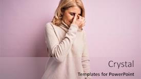  Presentation with frustration - Presentation featuring middle-age-beautiful-blonde-woman background and a soft green colored foreground