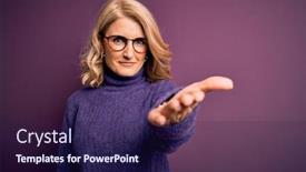  Presentation with purple business - Amazing presentation theme having middle-age-beautiful-blonde-woman backdrop and a navy blue colored foreground