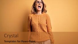  Presentation with anger - PPT theme having middle-age-beautiful-blonde-woman background and a red colored foreground