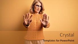  Presentation with forbidden - Presentation consisting of middle-age-beautiful-blonde-woman background and a gold colored foreground