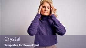  Presentation with king crown - Colorful presentation theme enhanced with middle-age-beautiful-blonde-woman backdrop and a violet colored foreground