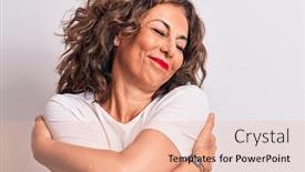  Presentation with self love - Presentation featuring middle-age-beautiful-brunette-woman background and a lemonade colored foreground