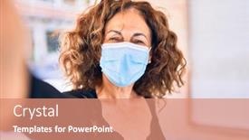  Presentation with selfie - Slide set enhanced with middle-age-beautiful-brunette-woman background and a coral colored foreground