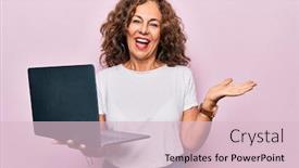  Presentation with pink business - Colorful PPT theme enhanced with middle-age-beautiful-business-woman backdrop and a lemonade colored foreground