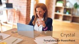  Presentation with office chair - Beautiful theme featuring middle-age-beautiful-businesswoman-smiling backdrop and a coral colored foreground