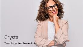  Presentation with middle east camel caravan - Slides consisting of middle-age-beautiful-businesswoman-wearing background and a light gray colored foreground